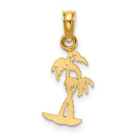10K Texture Mini Double Palm Trees Charm-10K7823