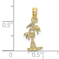 10K Texture Mini Double Palm Trees Charm-10K7823