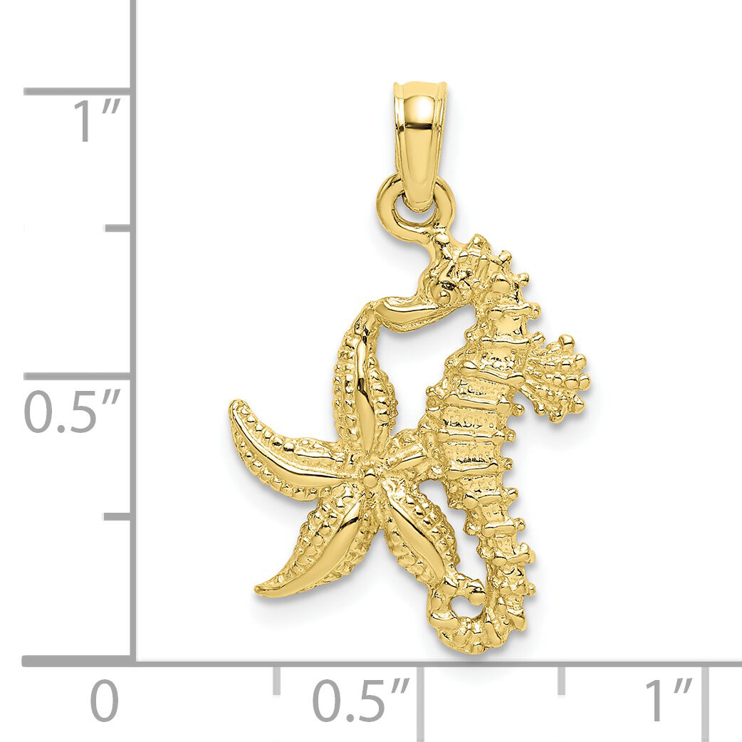10K Starfish and Seahorse Charm-10K7831