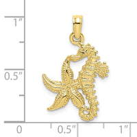 10K Starfish and Seahorse Charm-10K7831