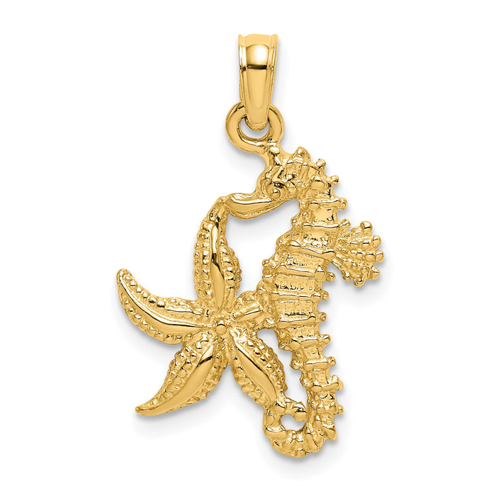 10K Starfish and Seahorse Charm-10K7831