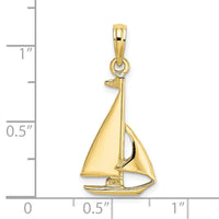 10K 2-D Polished Sailboat Charm-10K7865