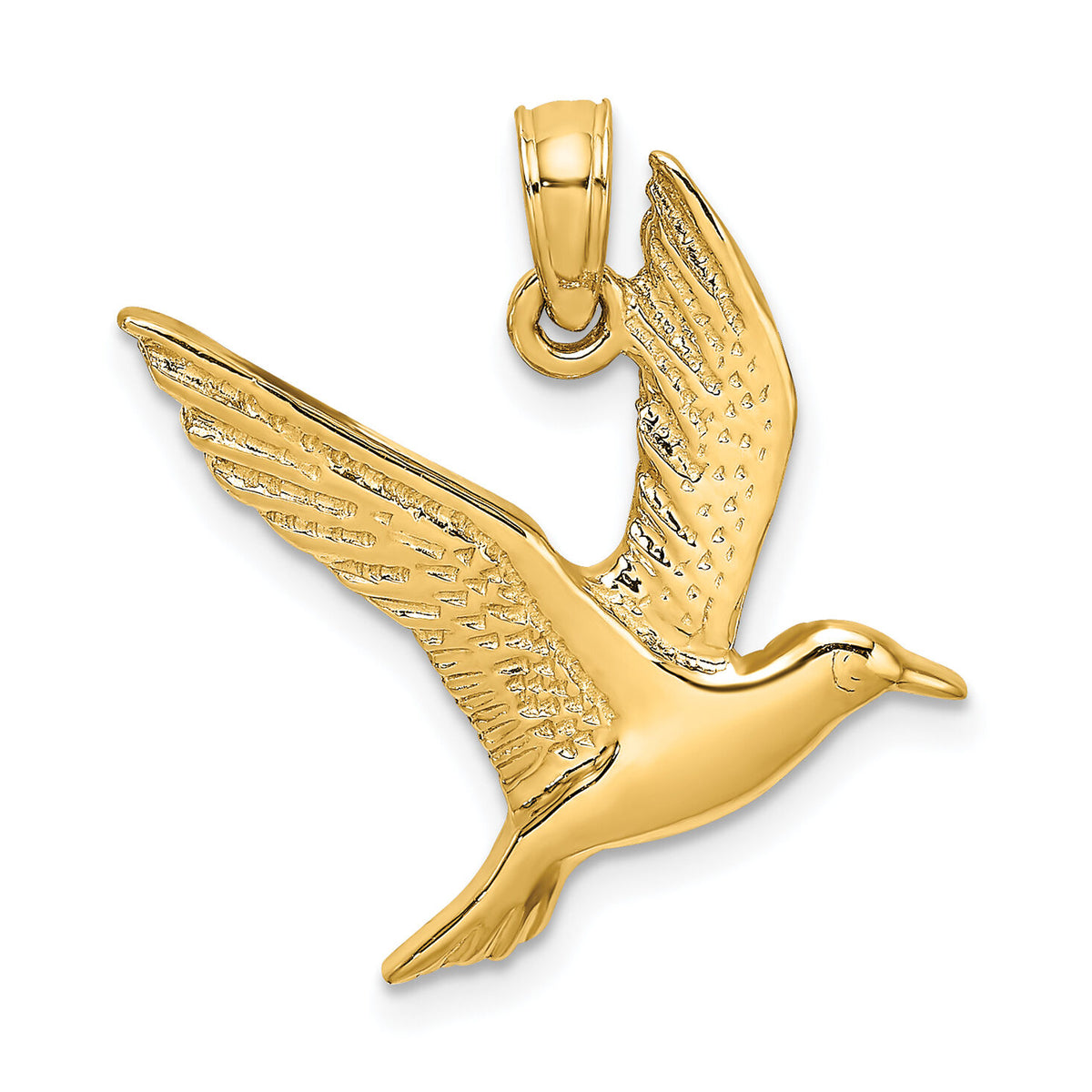 10K Polished and 2-D Seagull Flying Charm-10K7866
