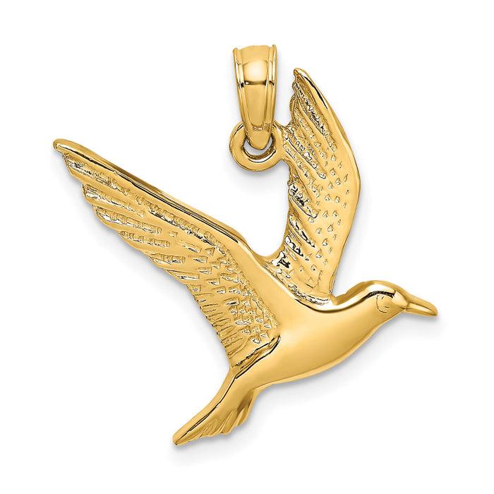 10K Polished and 2-D Seagull Flying Charm-10K7866