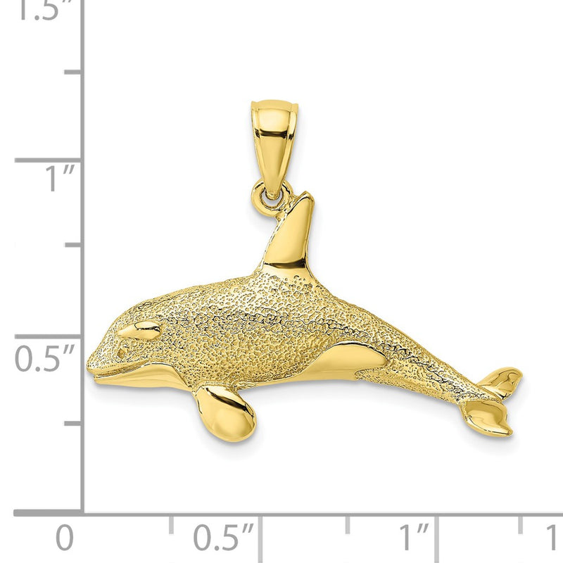 10K 2-D Textured Killer Whale Charm-10K7874