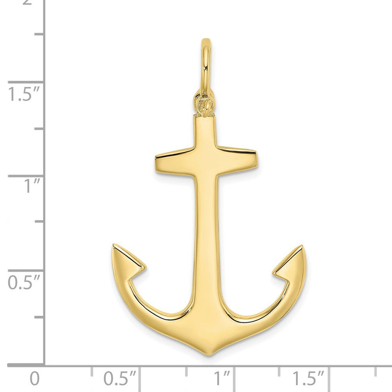 10K 3-D Polished Large Anchor Charm-10K7877