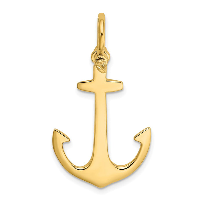 10K 3-D Polished Anchor Charm-10K7878