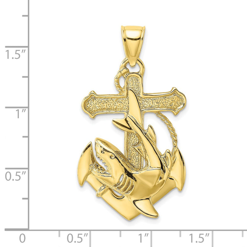 10K 2-D Anchor with Shark Charm-10K7881