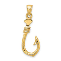 10K 3-D Large Fish Hook with Rope Charm-10K7885