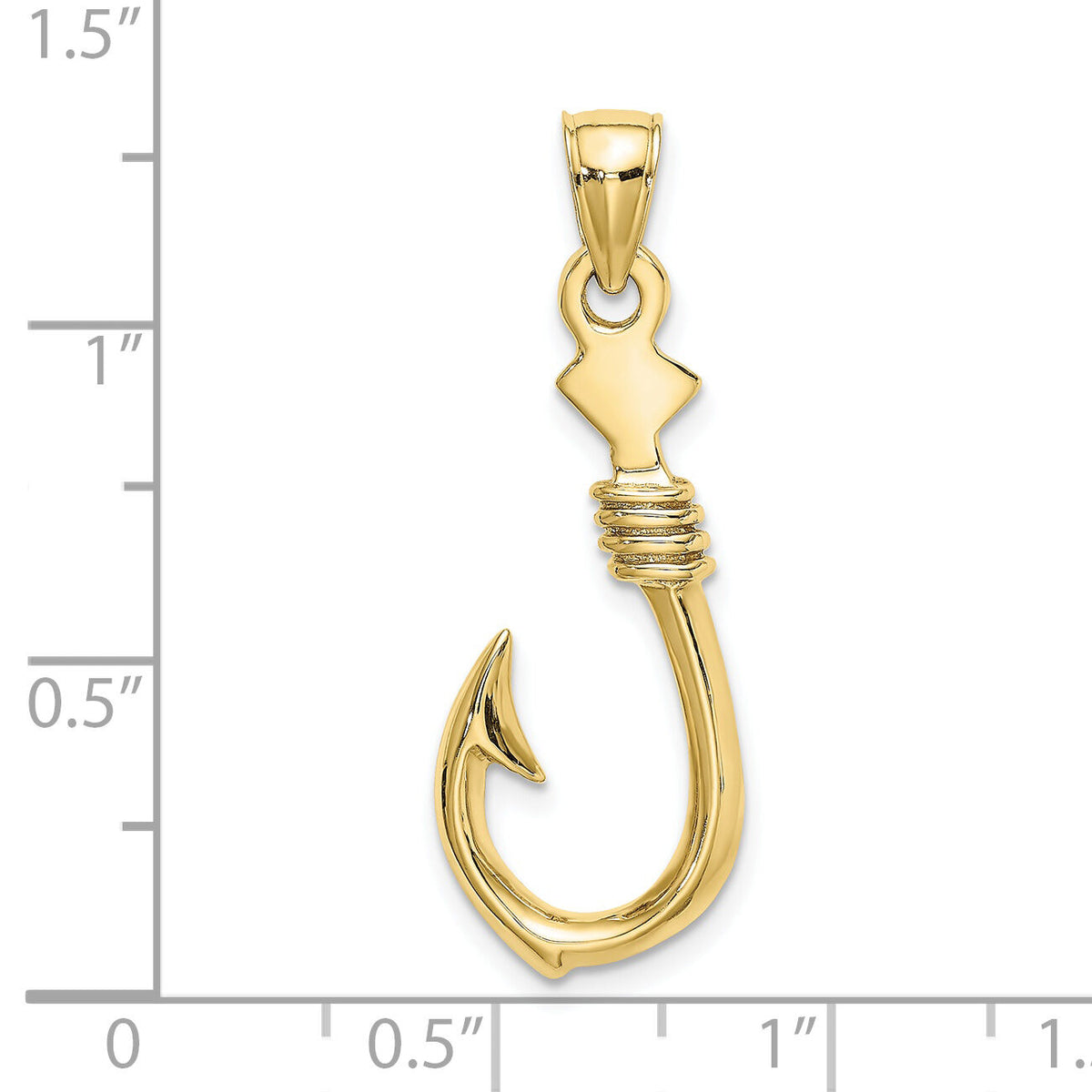 10K 3-D Large Fish Hook with Rope Charm-10K7885