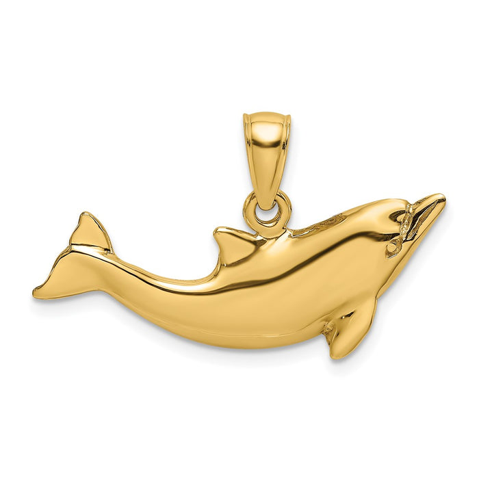 10K 2-D Polished Dolphin Charm-10K7890