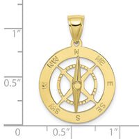 10K Nautical Compass W/Moveable Needle Charm-10K7898