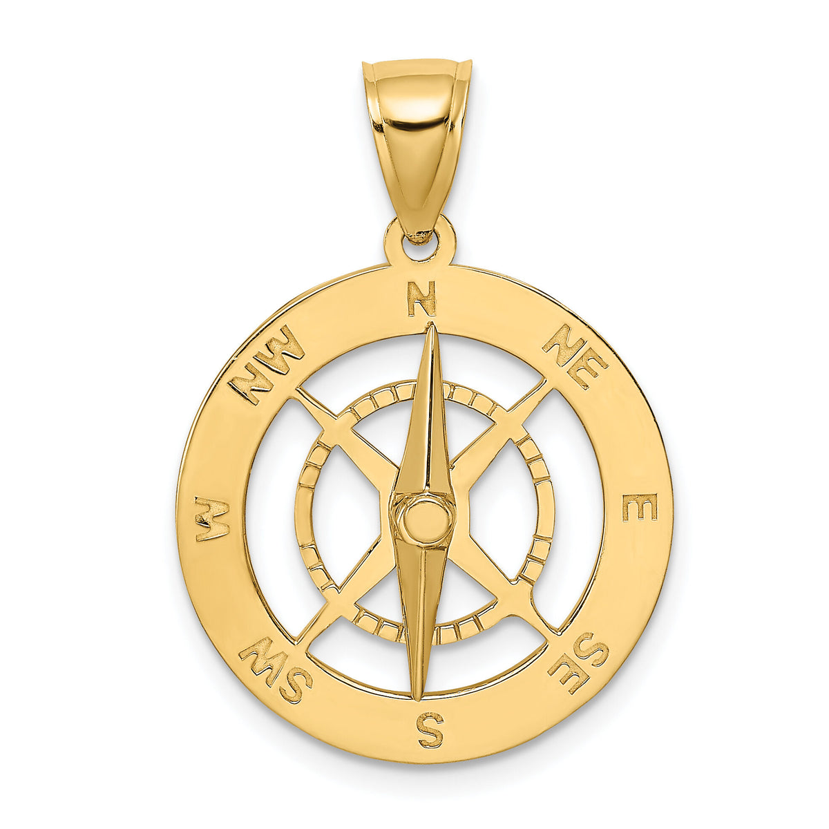 10K Nautical Compass W/Moveable Needle Charm-10K7898
