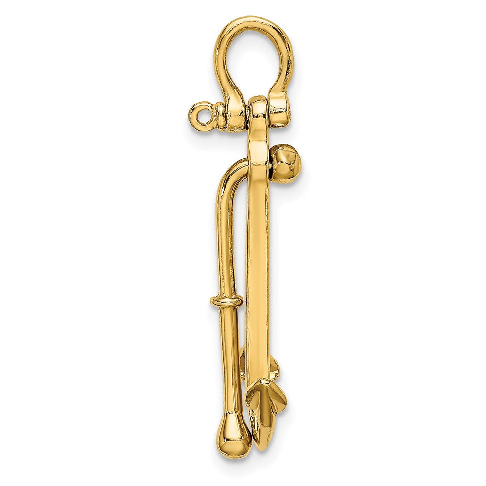 10K 3-D Polished Anchor 2 Piece and Moveable Charm-10K7925