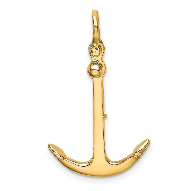 10K 3-D Polished Anchor 2 Piece and Moveable Charm-10K7925