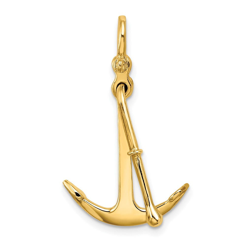 10K 3-D Polished Anchor 2 Piece and Moveable Charm-10K7925