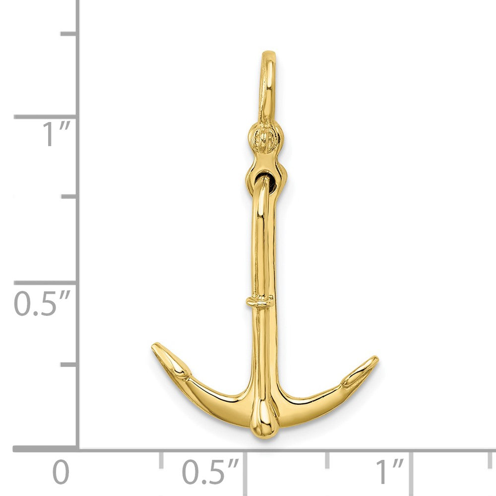 10K 3-D Polished Anchor 2 Piece and Moveable Charm-10K7925