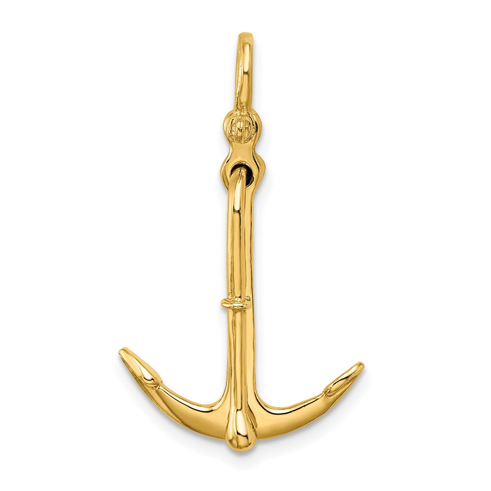 10K 3-D Polished Anchor 2 Piece and Moveable Charm-10K7925