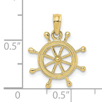10K 2-D Ship Wheel Charm-10K7926