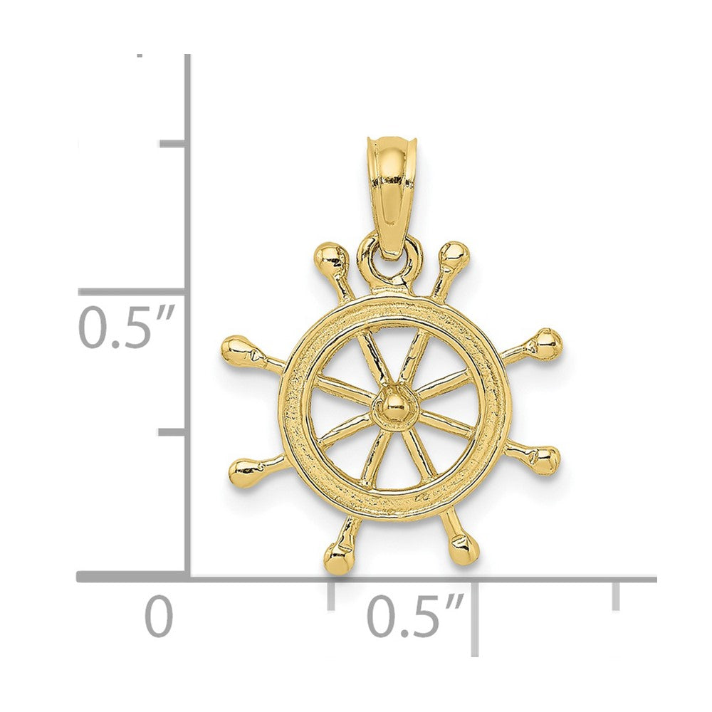 10K 2-D Ship Wheel Charm-10K7926
