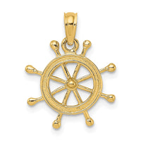 10K 2-D Ship Wheel Charm-10K7926