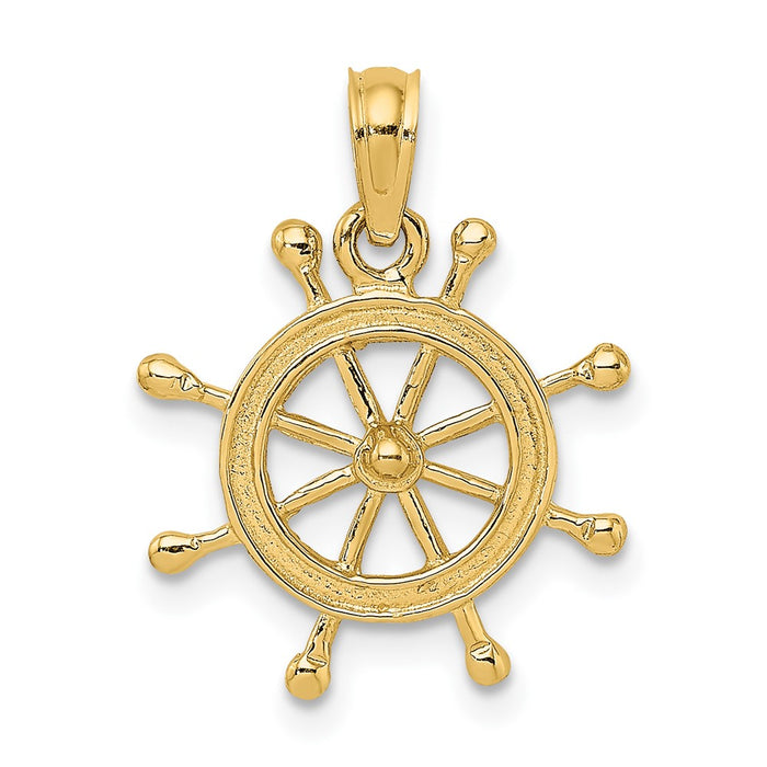 10K 2-D Ship Wheel Charm-10K7926