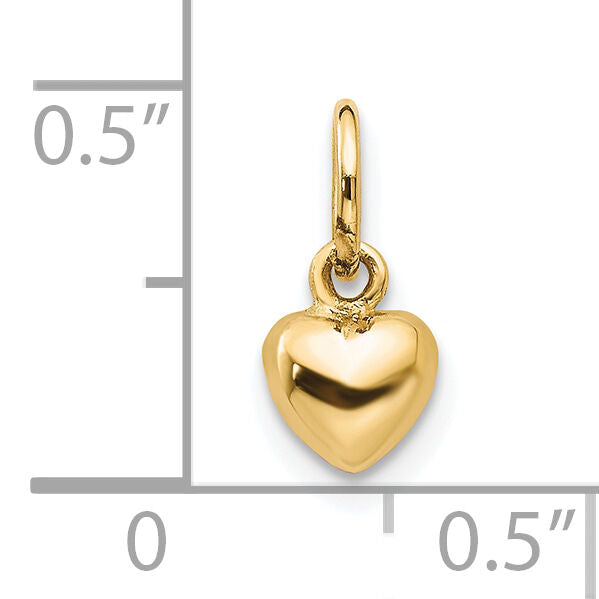 10K Polished 3-D Heart Charm-10K793