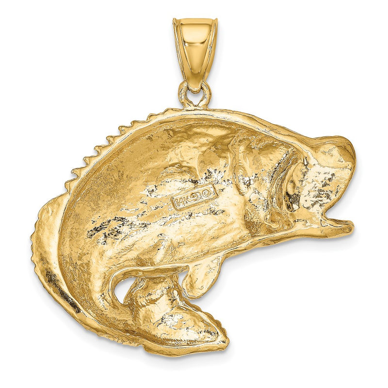 10K 2-D Bass Fish Jumping Charm-10K7956