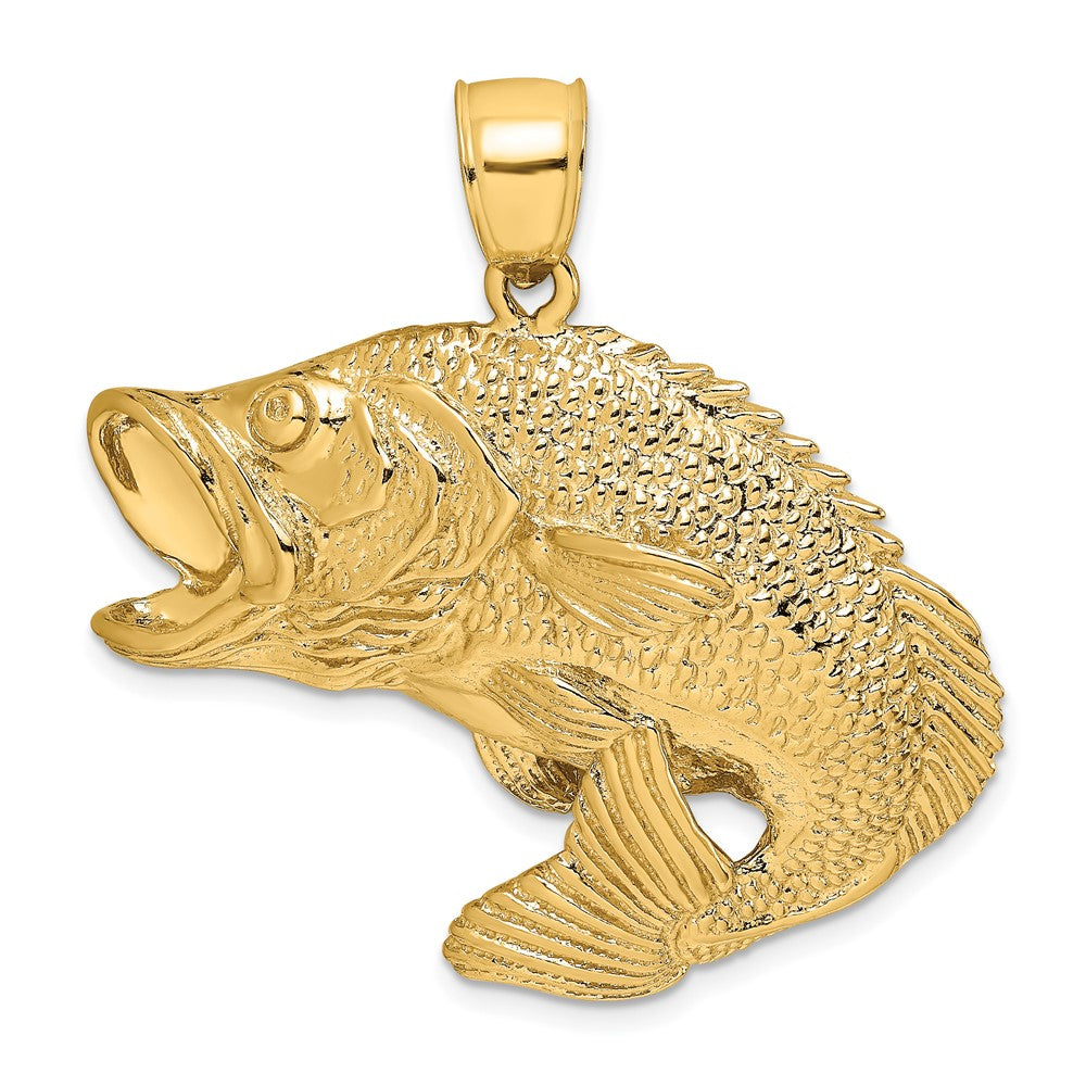 10K 2-D Bass Fish Jumping Charm-10K7956