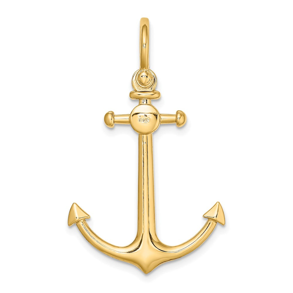 10K 3-D Small Anchor w/ Shackle Bail Charm-10K7972