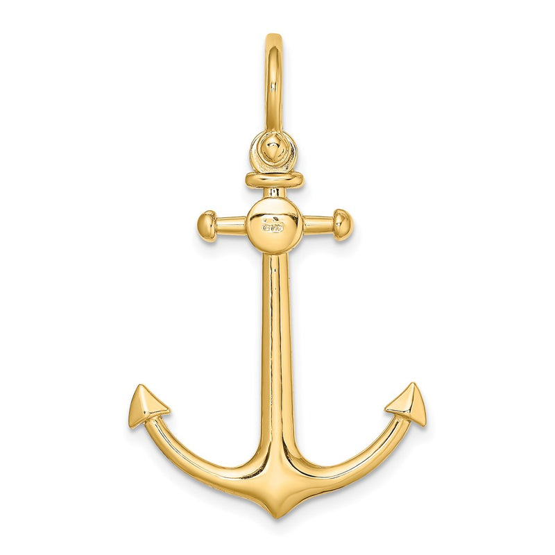 10K 3-D Small Anchor w/ Shackle Bail Charm-10K7972