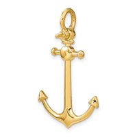 10K 3-D Small Anchor w/ Shackle Bail Charm-10K7972