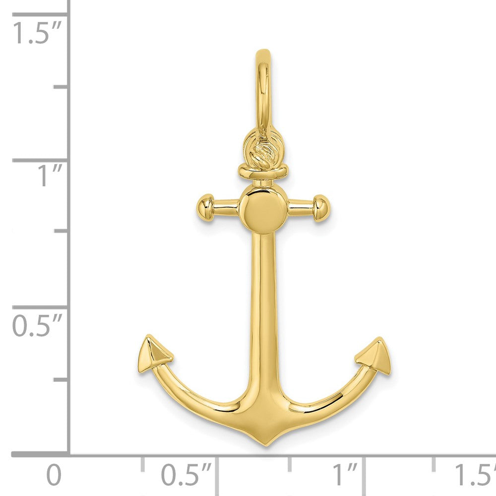 10K 3-D Small Anchor w/ Shackle Bail Charm-10K7972