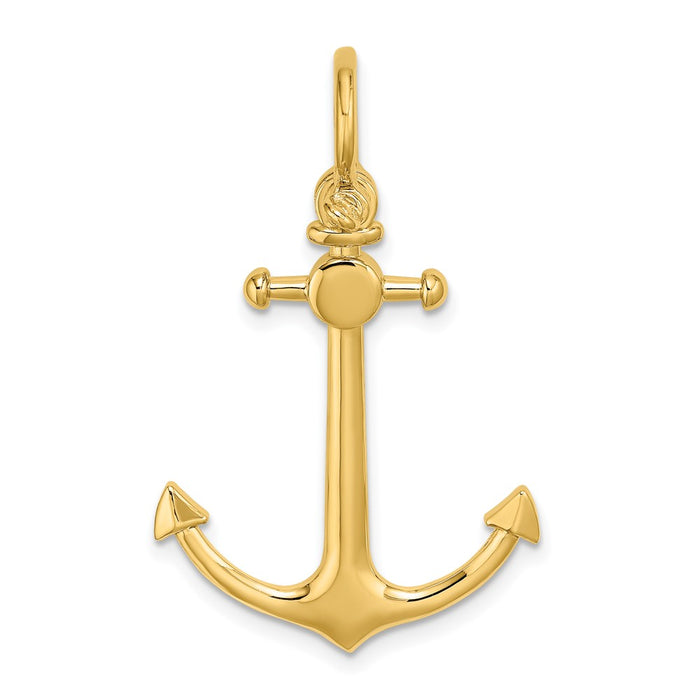 10K 3-D Small Anchor w/ Shackle Bail Charm-10K7972