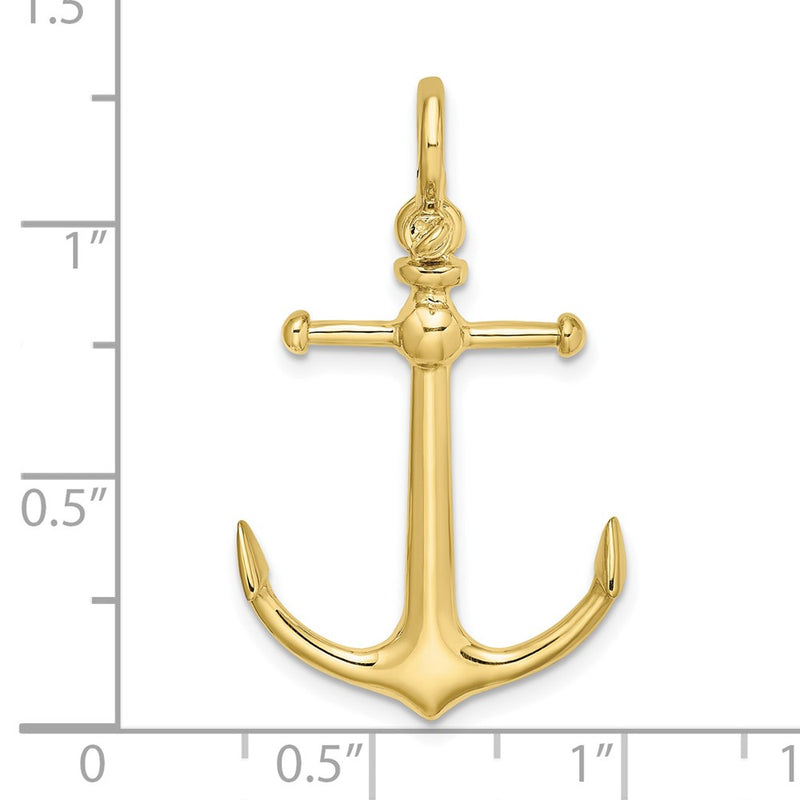 10K 3-D Anchor w/ Shackle Bail Charm-10K7974