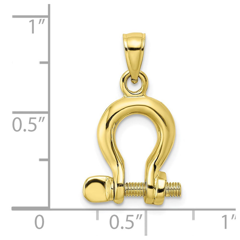 10K 3-D Medium Shackle Link Screw Charm-10K7976