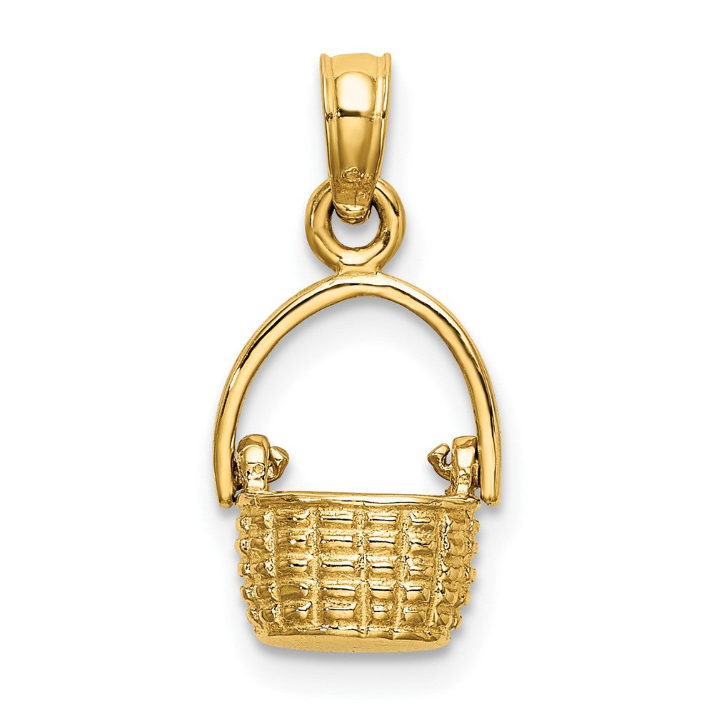 10K 3-D Moveable Handle Basket Charm-10K7990