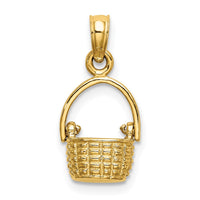 10K 3-D Moveable Handle Basket Charm-10K7990