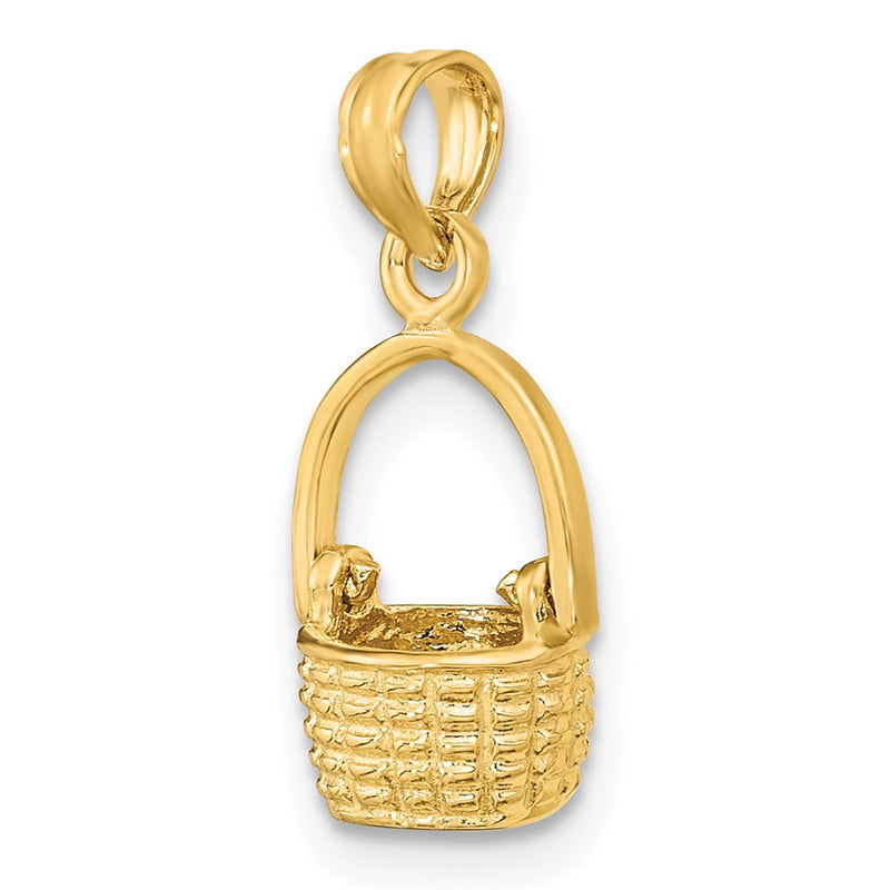 10K 3-D Moveable Handle Basket Charm-10K7990