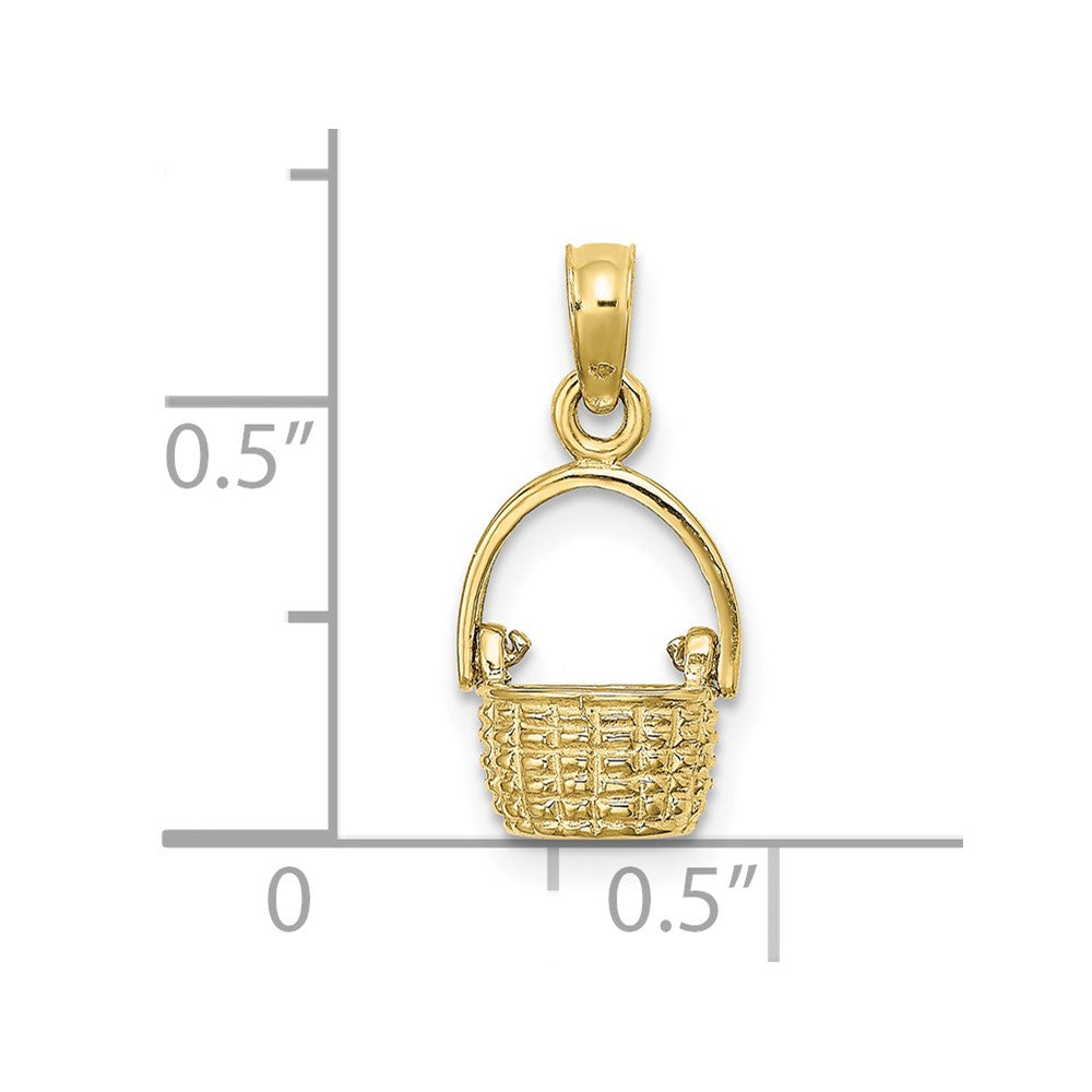 10K 3-D Moveable Handle Basket Charm-10K7990