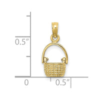 10K 3-D Moveable Handle Basket Charm-10K7990