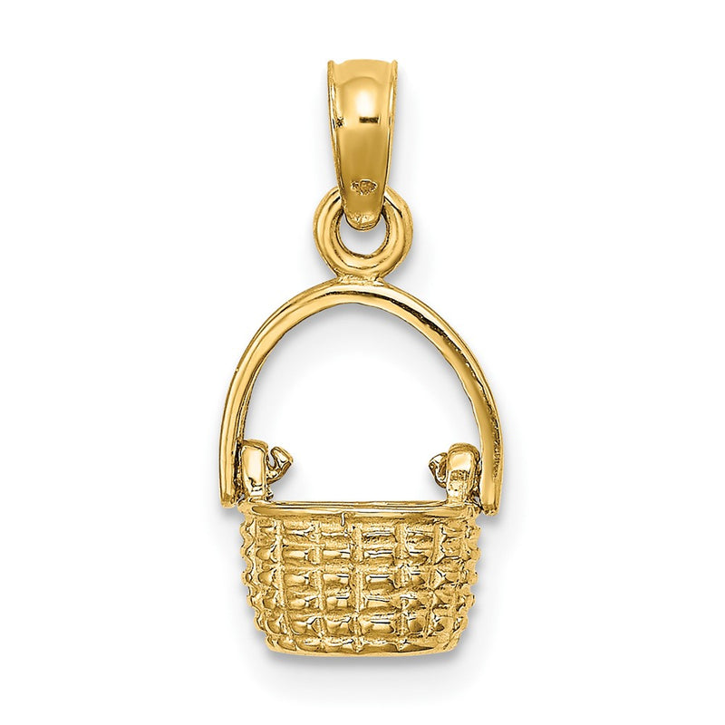 10K 3-D Moveable Handle Basket Charm-10K7990