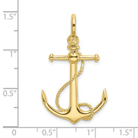 10K 3-D Anchor W/Long T Bar and Shackle Bail Charm-10K8000