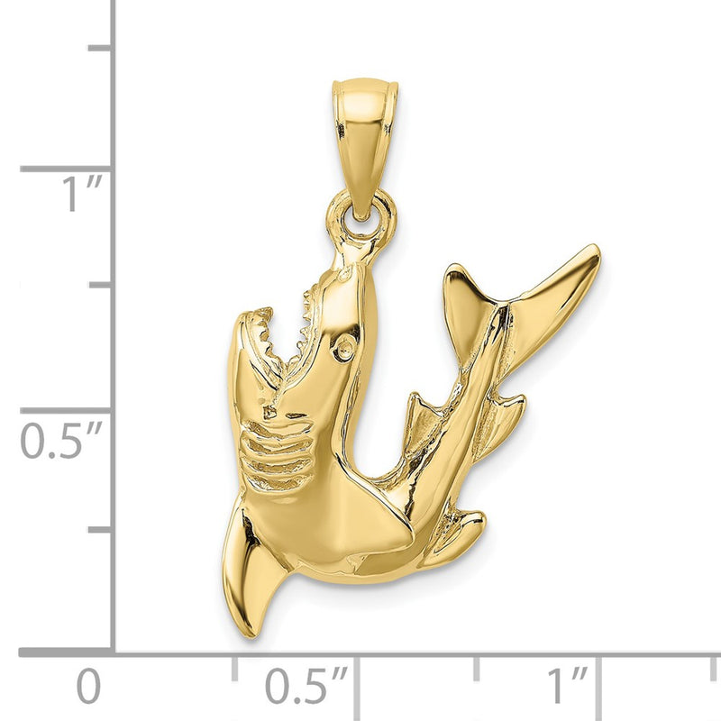 10K 2-D Polished Shark Charm-10K8001