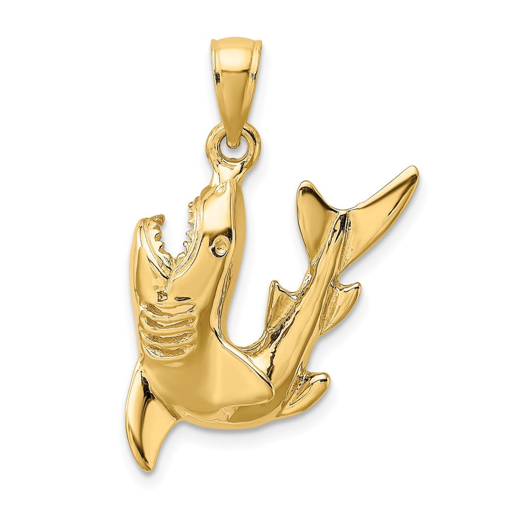 10K 2-D Polished Shark Charm-10K8001