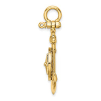 10K 3-D Small Anchor w/ Nautical Compass Charm-10K8004