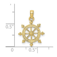 10K 2-D Engraved Ship Wheel Charm-10K8036