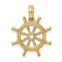 10K 3-D Ships Wheel Charm-10K8046