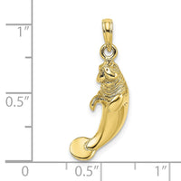 10k 3-D Polished Manatee Charm-10K8050