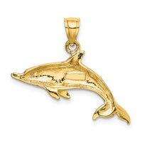 10K 2-D and Polished Swimming Dolphin Charm-10K8053